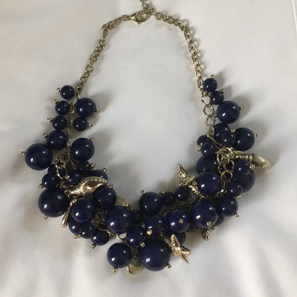 Navy Blue Nautical Statement Necklace